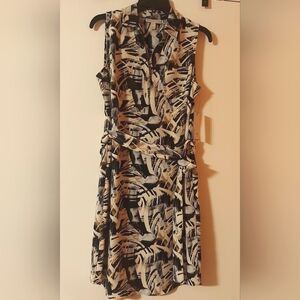 NWT Dana Buchman Dress Sz M Multicolor Knee Length Removable Belt Casual